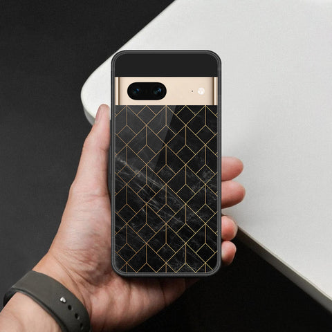 Google Pixel 7 Cover - Black Marble Series  - HQ Ultra Shine Premium Infinity Glass Soft Silicon Borders Case