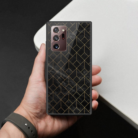 Samsung Galaxy Note 20 Ultra Cover - Black Marble Series  - HQ Ultra Shine Premium Infinity Glass Soft Silicon Borders Case