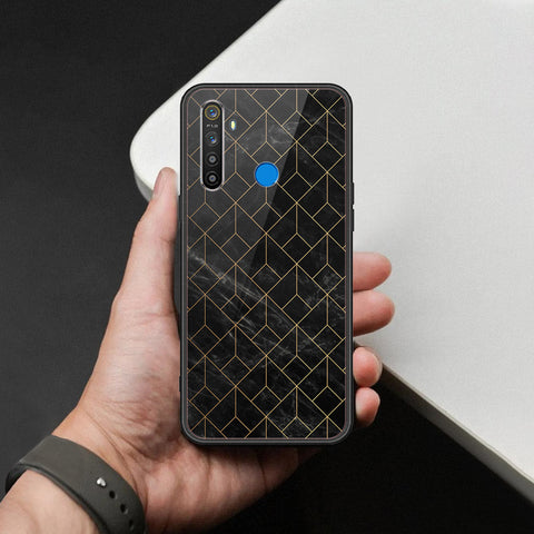 Realme Narzo 10A Cover - Black Marble Series  - HQ Ultra Shine Premium Infinity Glass Soft Silicon Borders Case