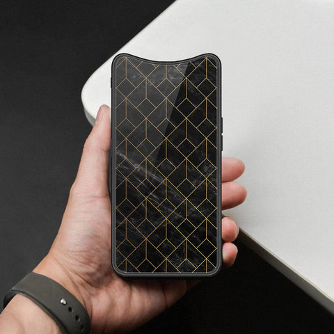 Oppo Find X Cover - Black Marble Series  - HQ Ultra Shine Premium Infinity Glass Soft Silicon Borders Case