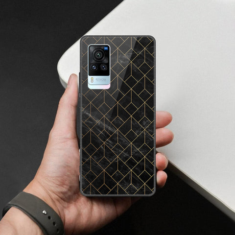 Vivo X60 Cover - Black Marble Series  - HQ Ultra Shine Premium Infinity Glass Soft Silicon Borders Case
