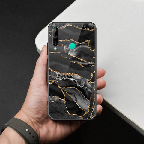 Huawei Y7P Cover - Black Marble Series  - HQ Ultra Shine Premium Infinity Glass Soft Silicon Borders Case
