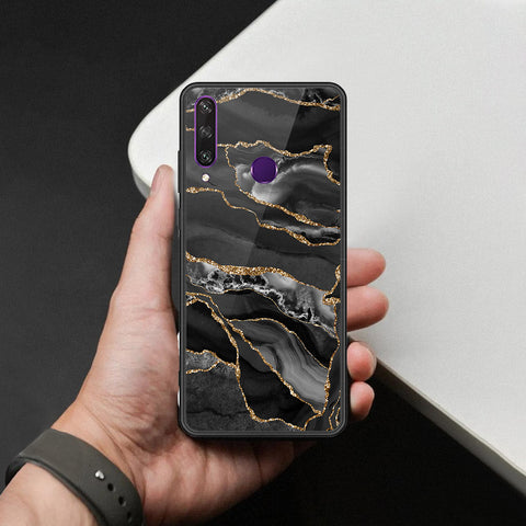 Honor 7A Cover - Black Marble Series  - HQ Ultra Shine Premium Infinity Glass Soft Silicon Borders Case