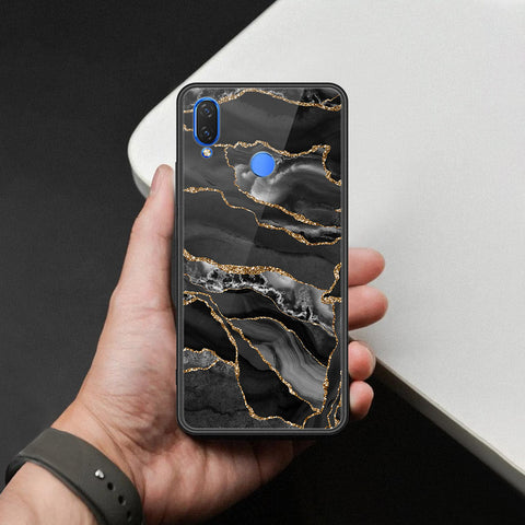 Huawei Enjoy 9 Plus Cover - Black Marble Series  - HQ Ultra Shine Premium Infinity Glass Soft Silicon Borders Case
