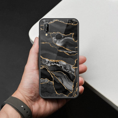 Huawei P20 Lite Cover - Black Marble Series  - HQ Ultra Shine Premium Infinity Glass Soft Silicon Borders Case