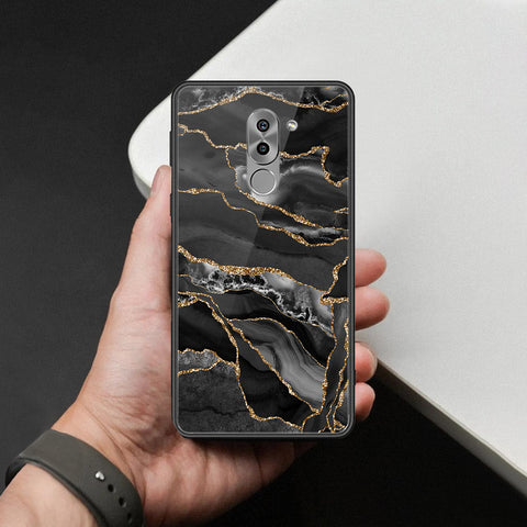 Huawei Honor 6X Cover - Black Marble Series  - HQ Ultra Shine Premium Infinity Glass Soft Silicon Borders Case