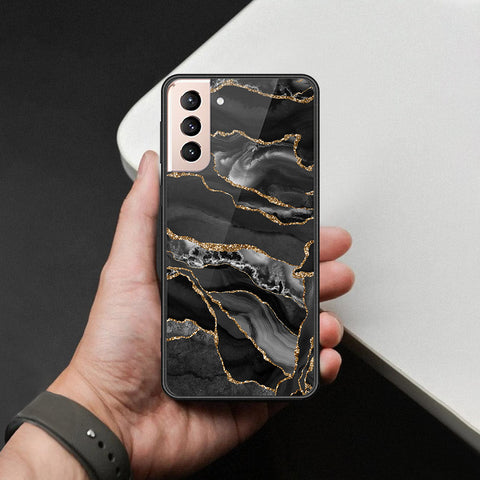 Samsung Galaxy S21 5G Cover - Black Marble Series  - HQ Ultra Shine Premium Infinity Glass Soft Silicon Borders Case