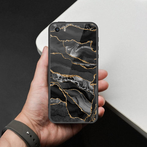 iPhone SE / 5s / 5 - Black Marble Series  - HQ Ultra Shine Premium Infinity Glass Soft Silicon Borders Case