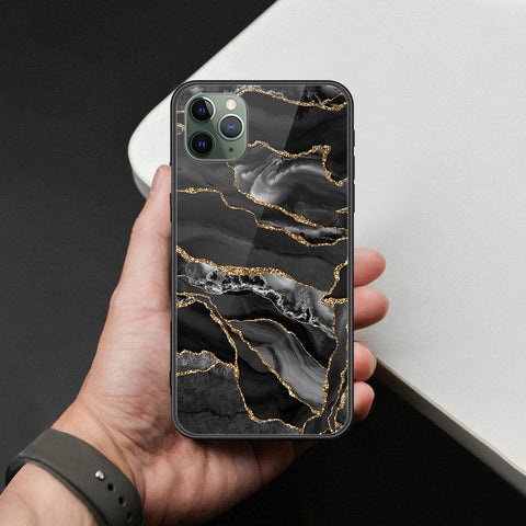 iPhone 11 Pro - Black Marble Series  - HQ Ultra Shine Premium Infinity Glass Soft Silicon Borders Case