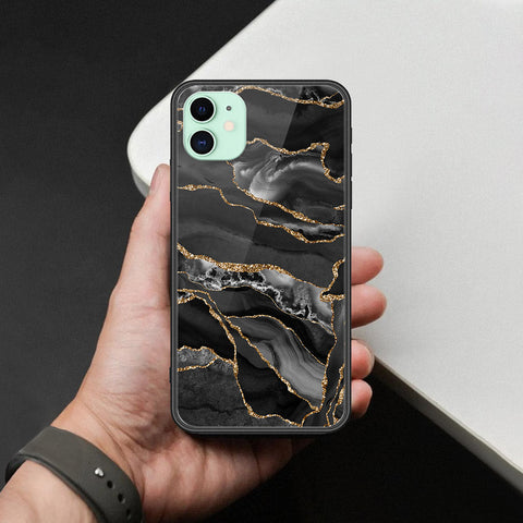 iPhone 11 - Black Marble Series  - HQ Ultra Shine Premium Infinity Glass Soft Silicon Borders Case