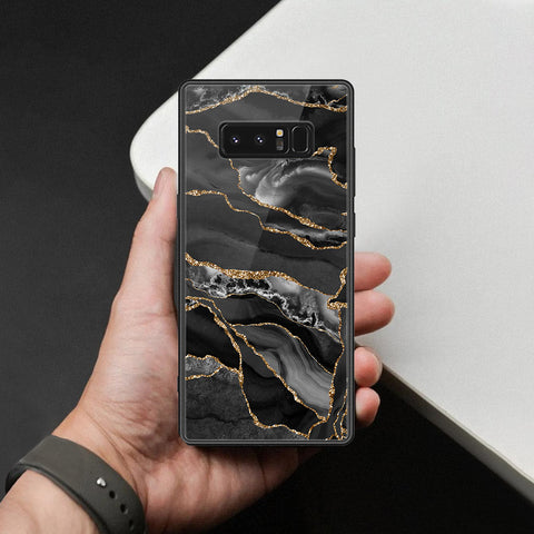 Samsung Galaxy Note 8 Cover - Black Marble Series  - HQ Ultra Shine Premium Infinity Glass Soft Silicon Borders Case