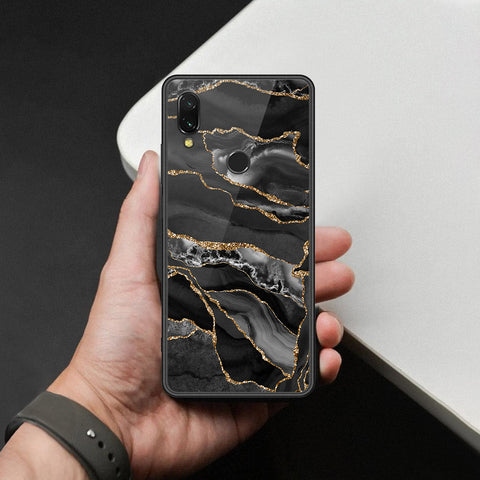 Xiaomi Redmi 7 Cover - Black Marble Series  - HQ Ultra Shine Premium Infinity Glass Soft Silicon Borders Case