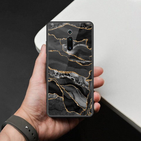 Xiaomi Mi 9T Cover - Black Marble Series  - HQ Ultra Shine Premium Infinity Glass Soft Silicon Borders Case