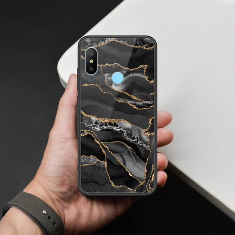 Xiaomi Mi A2 Cover - Black Marble Series  - HQ Ultra Shine Premium Infinity Glass Soft Silicon Borders Case