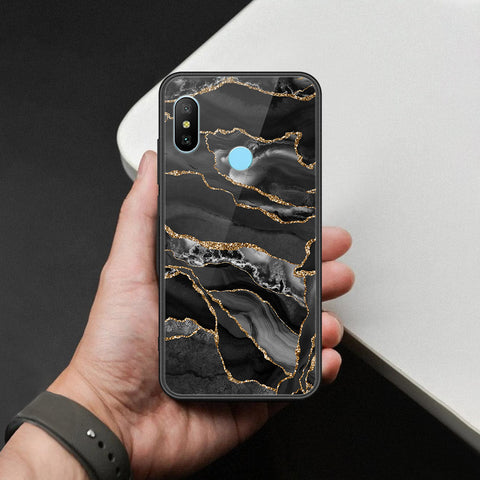 Xiaomi Redmi Note 6 Pro Cover - Black Marble Series  - HQ Ultra Shine Premium Infinity Glass Soft Silicon Borders Case
