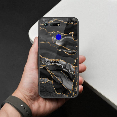 Huawei Honor View 20 Cover - Black Marble Series  - HQ Ultra Shine Premium Infinity Glass Soft Silicon Borders Case