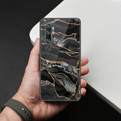 Xiaomi Mi CC9 Pro Cover - Black Marble Series  - HQ Ultra Shine Premium Infinity Glass Soft Silicon Borders Case