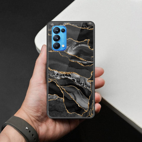 Oppo Reno 5 Pro 5G Cover - Black Marble Series  - HQ Ultra Shine Premium Infinity Glass Soft Silicon Borders Case