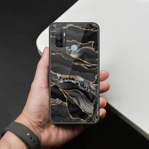 Oppo A53s Cover - Black Marble Series  - HQ Ultra Shine Premium Infinity Glass Soft Silicon Borders Case