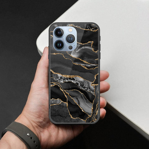 iPhone 13 Pro Cover - Black Marble Series  - HQ Ultra Shine Premium Infinity Glass Soft Silicon Borders Case