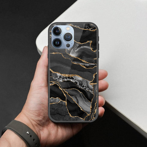 iPhone 13 Pro Max Cover - Black Marble Series  - HQ Ultra Shine Premium Infinity Glass Soft Silicon Borders Case