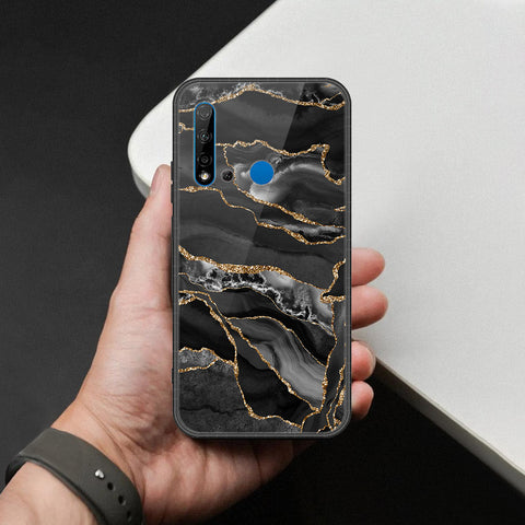 Huawei P20 Lite 2019 Cover - Black Marble Series  - HQ Ultra Shine Premium Infinity Glass Soft Silicon Borders Case