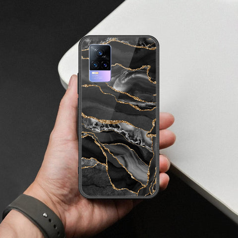 Vivo Y73 Cover - Black Marble Series  - HQ Ultra Shine Premium Infinity Glass Soft Silicon Borders Case
