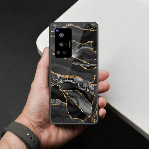 Vivo X70 Pro Cover - Black Marble Series  - HQ Ultra Shine Premium Infinity Glass Soft Silicon Borders Case