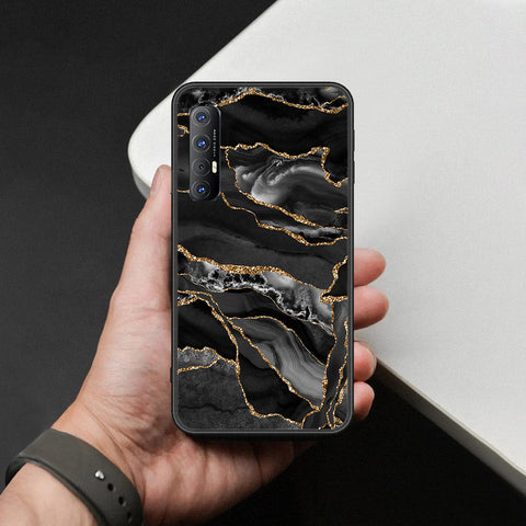 Oppo Reno 3 Pro Cover - Black Marble Series  - HQ Ultra Shine Premium Infinity Glass Soft Silicon Borders Case