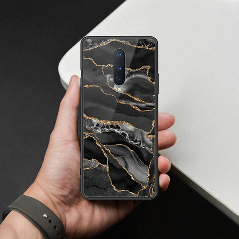 OnePlus 8 Cover - Black Marble Series  - HQ Ultra Shine Premium Infinity Glass Soft Silicon Borders Case