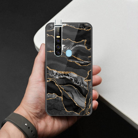 Tecno Camon 15 Pro Cover - Black Marble Series  - HQ Ultra Shine Premium Infinity Glass Soft Silicon Borders Case
