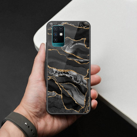 Infinix Note 10 Cover - Black Marble Series  - HQ Ultra Shine Premium Infinity Glass Soft Silicon Borders Case