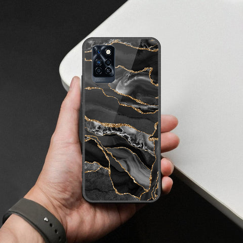 Infinix Note 10 Pro Cover - Black Marble Series  - HQ Ultra Shine Premium Infinity Glass Soft Silicon Borders Case
