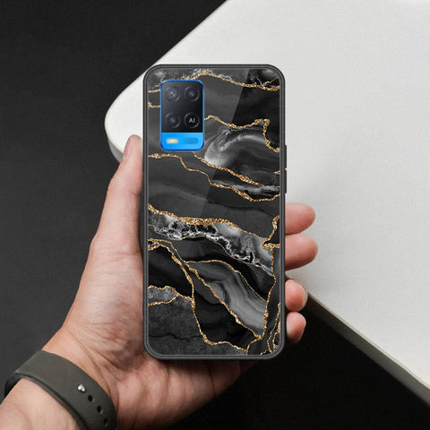 Oppo A54 4G Cover - Black Marble Series  - HQ Ultra Shine Premium Infinity Glass Soft Silicon Borders Case