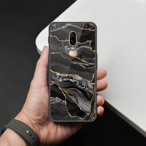 OnePlus 6 Cover - Black Marble Series  - HQ Ultra Shine Premium Infinity Glass Soft Silicon Borders Case