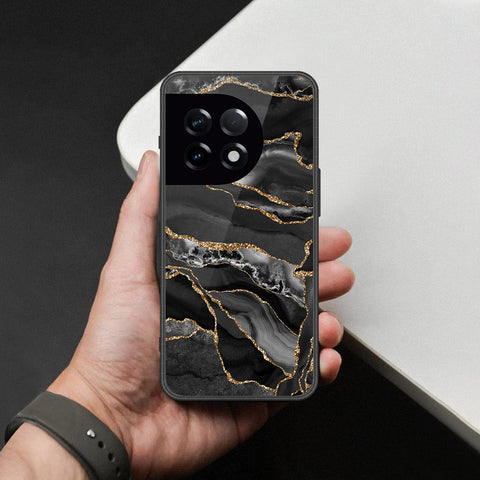 OnePlus 11 Cover - Black Marble Series  - HQ Ultra Shine Premium Infinity Glass Soft Silicon Borders Case