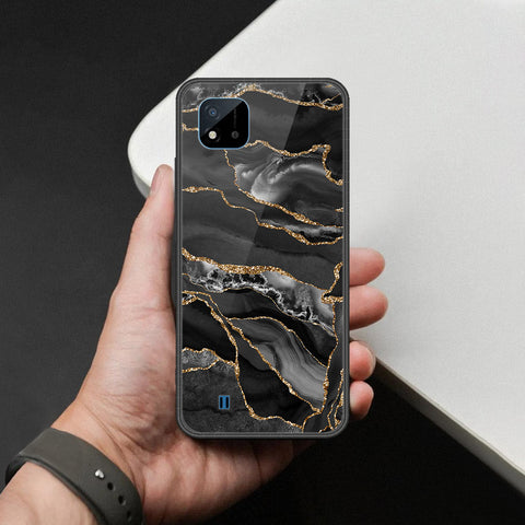 Realme C20 Cover - Black Marble Series  - HQ Ultra Shine Premium Infinity Glass Soft Silicon Borders Case