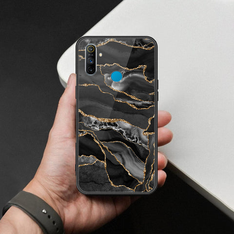 Realme 5i Cover - Black Marble Series  - HQ Ultra Shine Premium Infinity Glass Soft Silicon Borders Case