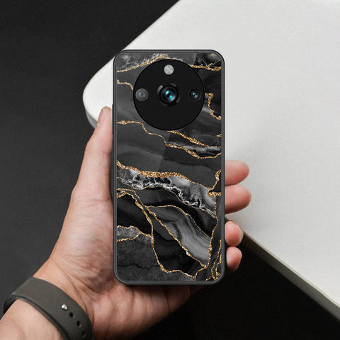 Realme 11 Pro Plus Cover - Black Marble Series  - HQ Ultra Shine Premium Infinity Glass Soft Silicon Borders Case