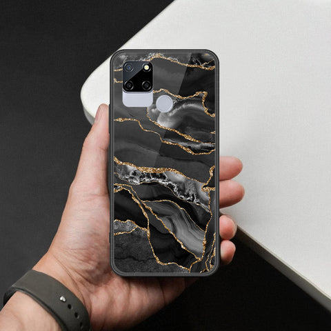 Realme C12 Cover - Black Marble Series  - HQ Ultra Shine Premium Infinity Glass Soft Silicon Borders Case