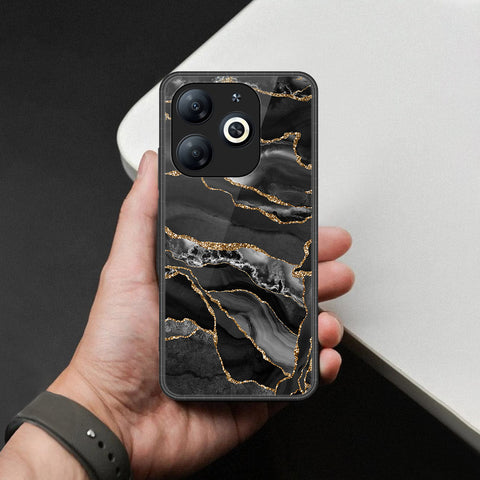 itel P55 4G Cover - Black Marble Series  - HQ Ultra Shine Premium Infinity Glass Soft Silicon Borders Case
