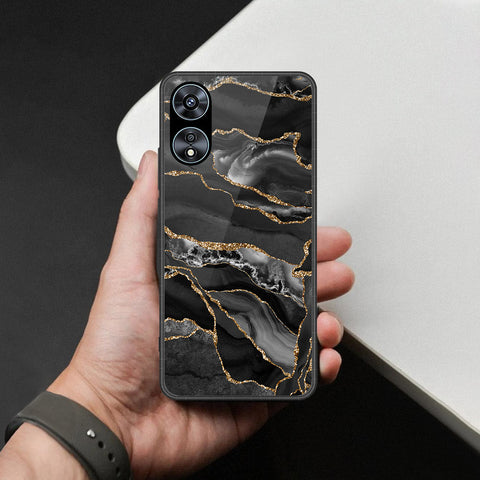 Oppo A78 4G Cover - Black Marble Series  - HQ Ultra Shine Premium Infinity Glass Soft Silicon Borders Case
