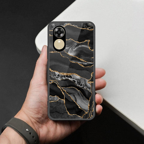 Oppo A17k Cover - Black Marble Series  - HQ Ultra Shine Premium Infinity Glass Soft Silicon Borders Case