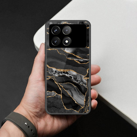 Xiaomi Poco X6 Pro Cover - Black Marble Series  - HQ Ultra Shine Premium Infinity Glass Soft Silicon Borders Case
