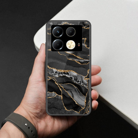 Infinix Note 40S Cover - Black Marble Series  - HQ Ultra Shine Premium Infinity Glass Soft Silicon Borders Case