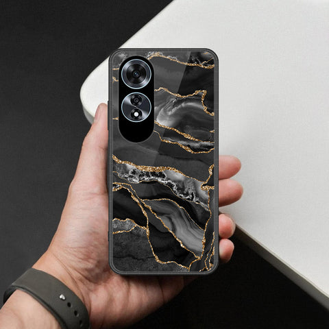 Oppo A60 Cover - Black Marble Series  - HQ Ultra Shine Premium Infinity Glass Soft Silicon Borders Case