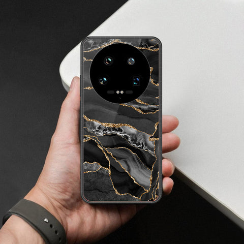 Xiaomi 14 Ultra Cover - Black Marble Series  - HQ Ultra Shine Premium Infinity Glass Soft Silicon Borders Case