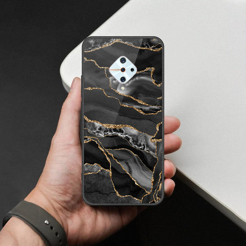 Vivo Y9s Cover - Black Marble Series  - HQ Ultra Shine Premium Infinity Glass Soft Silicon Borders Case