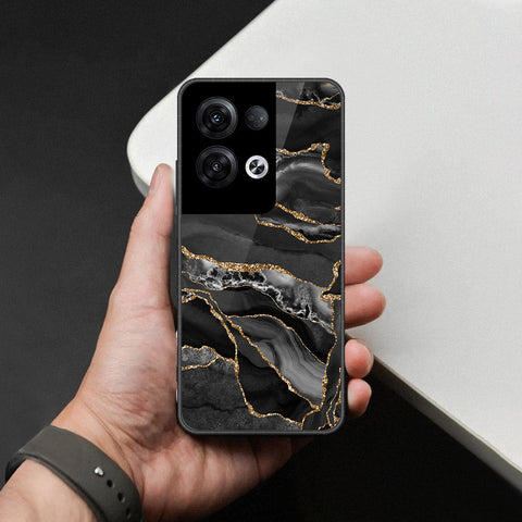 Oppo Reno 8 Pro Plus Cover - Black Marble Series  - HQ Ultra Shine Premium Infinity Glass Soft Silicon Borders Case