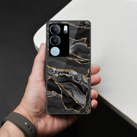Vivo V29 Pro Cover - Black Marble Series  - HQ Ultra Shine Premium Infinity Glass Soft Silicon Borders Case